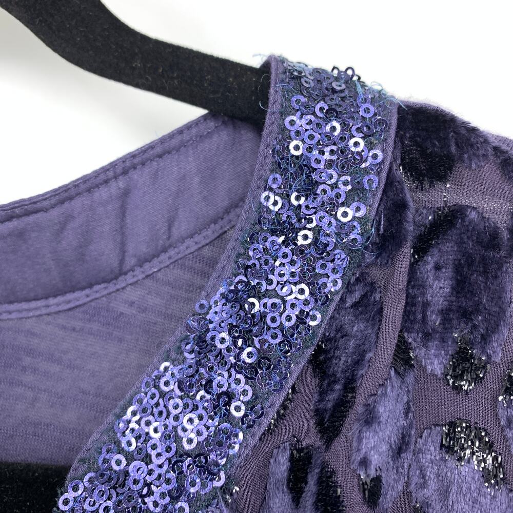 Anthropologie Tiny Blouse Women's Sz S V-Neck Long Sleeve Leopard Print Sequins - Picture 8 of 8